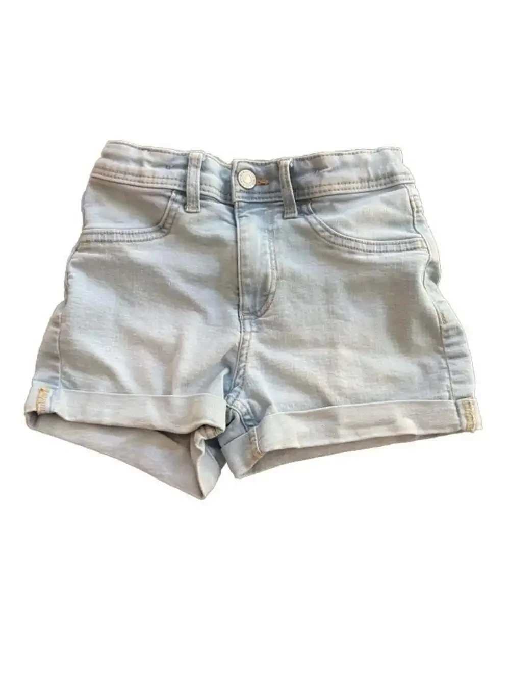 H&M Girls Light Wash Rolled Cuff Denim Shorts Size 9-10Y